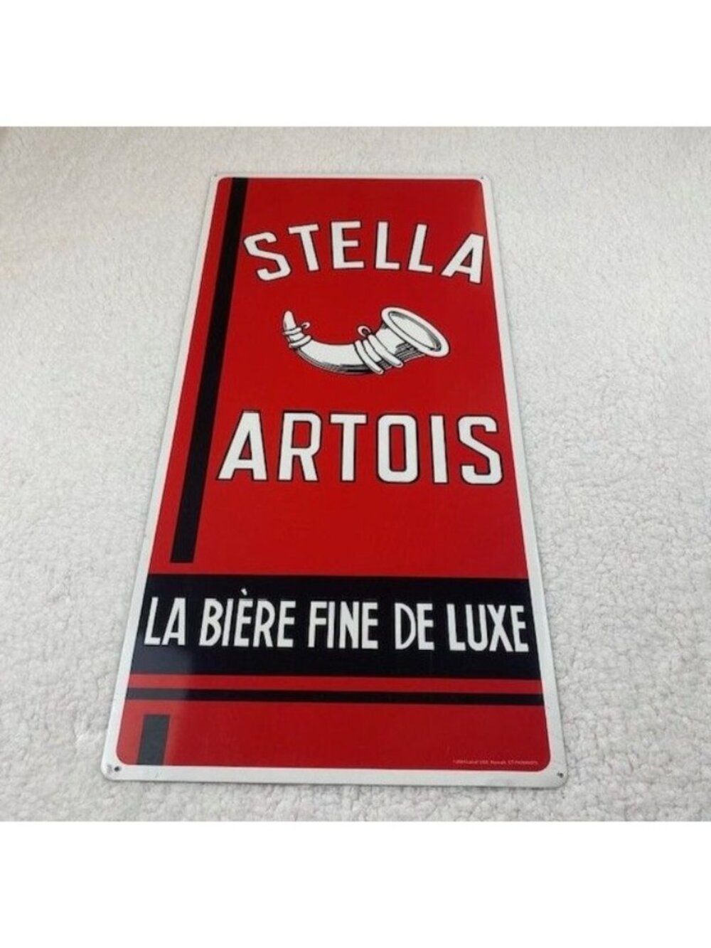 Vintage Stella Artois 2004 Metal Beer Sign Large 28.5"x13.75" Bar Man Cave
